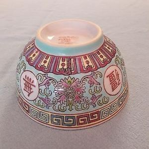 Asian bowl familie verte green rose white mark.